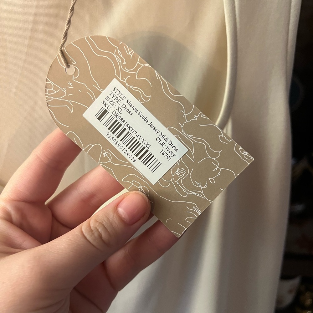 Meshki Scuba Jersey Midi Dress in Ivory - Picture 10 of 11